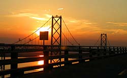 Chesapeake Bay Bridge at sunset.